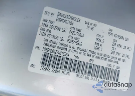 2007 Dodge Nitro Sxt z USA, uszkodzony, nr VIN 1D8GU28K27W616554